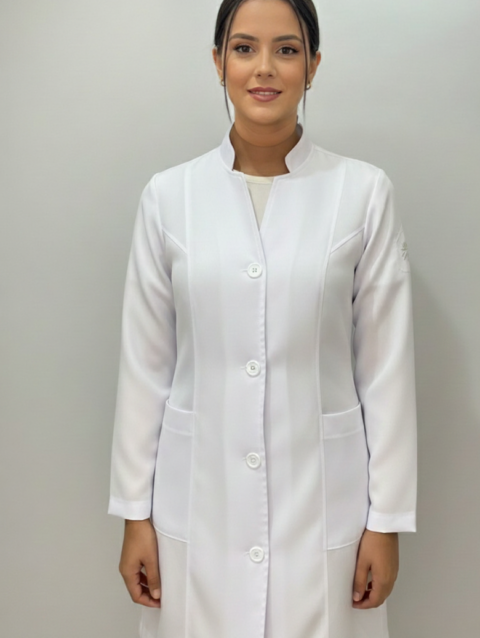 Jaleco Maria Feminino Oxford – Acinturado com botões| Linha Estudantes